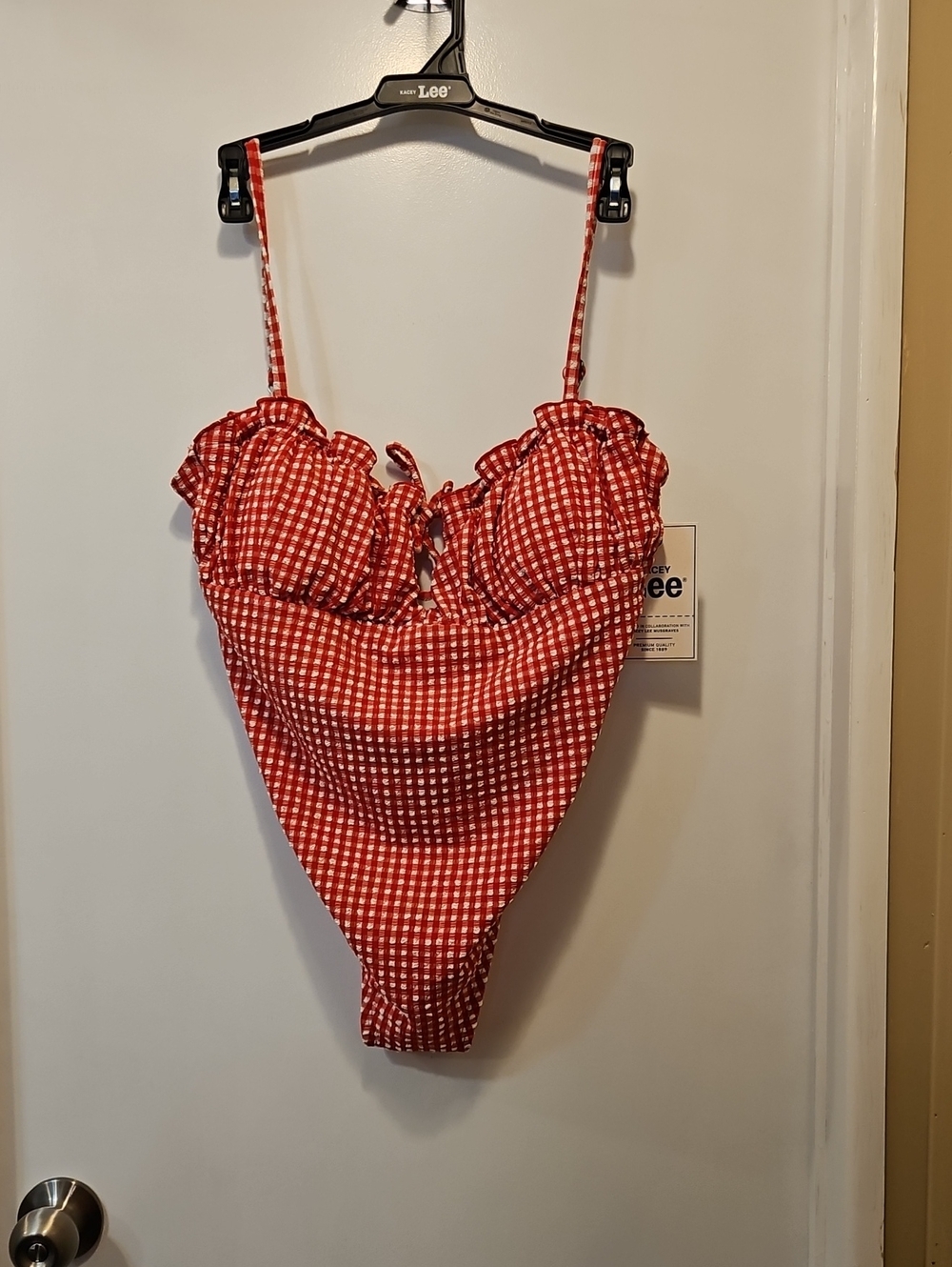 Lee Red Gingham Ruffled One-Piece Swimsuit